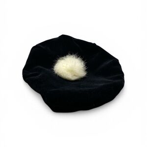 Vintage 1940s Black Velvet Union Made Beret Tam Hat